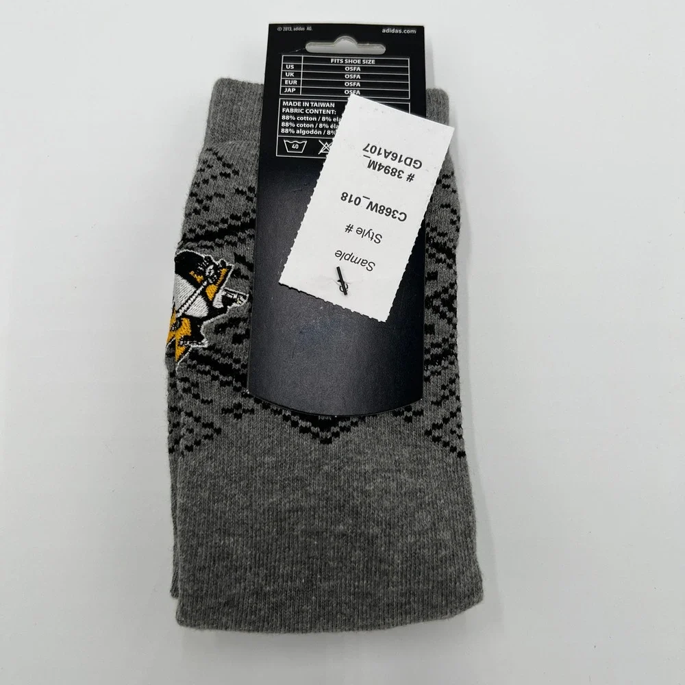 Adidas Pittsburgh‎ Penguins NHL Womens Fair Isle Knit Socks Gray OSFA